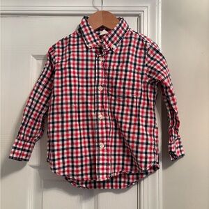 GAP Kids Gingham Button Down Shirt - Red, Blue, White
